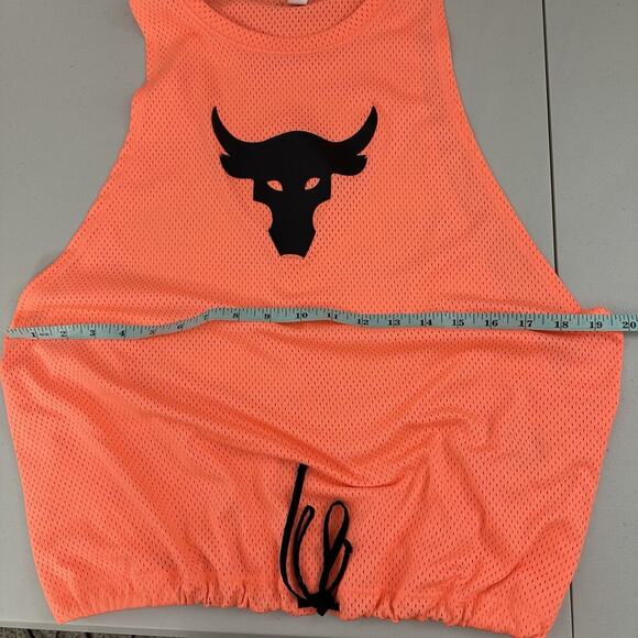 Under Armour Project Rock Mesh Tank Womens Large Orange Bull Gym Athletic - Picture 8 of 10